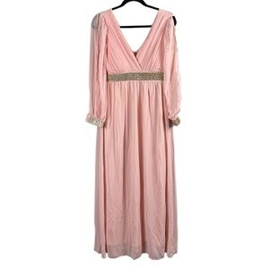 Club L Maternity Grecian Split Sleeve maxi Dress Size 8 in Soft Pink